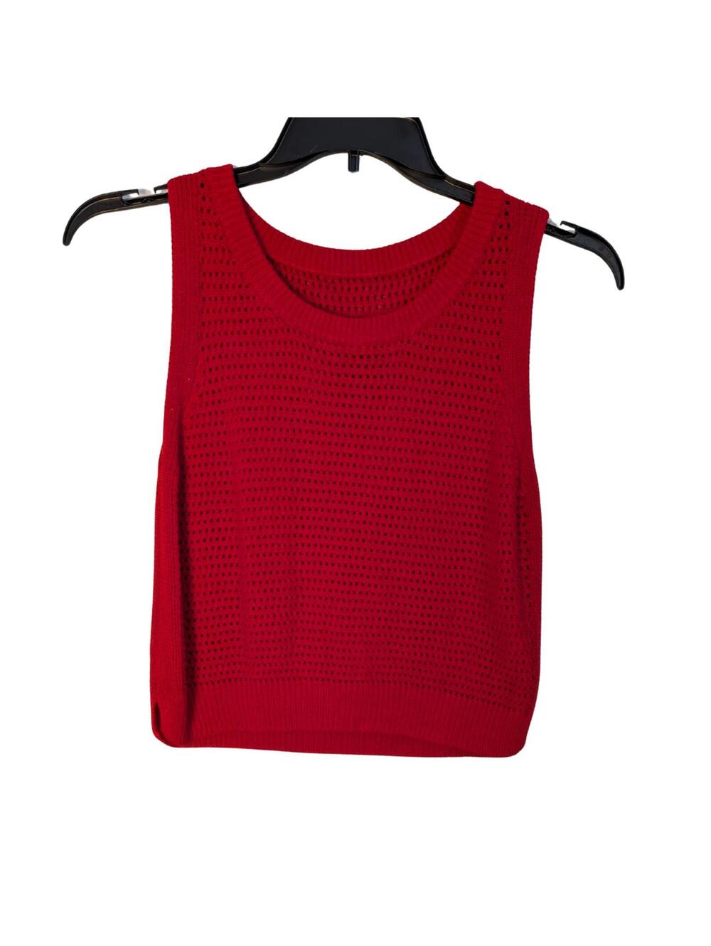 Red Open Knit Sweater Tank Top – Y2K Inspired – Size Medium
